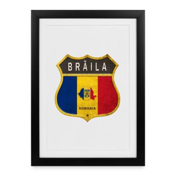 Armoiries de Brăila Romania - Affiche encadrée (27 × 37 cm) - noir - Devant