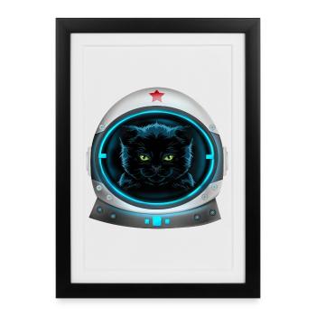 angry space cat astronaut - Framed poster (27 × 37 cm) - black - Front