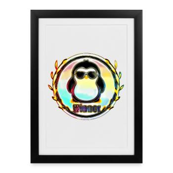The penguin as a winner - Framed poster (27 × 37 cm) - black - Front