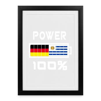 Deutschland und Uruguay Power 100% - Gerahmtes Poster (27 × 37 cm) - Schwarz - Vorne