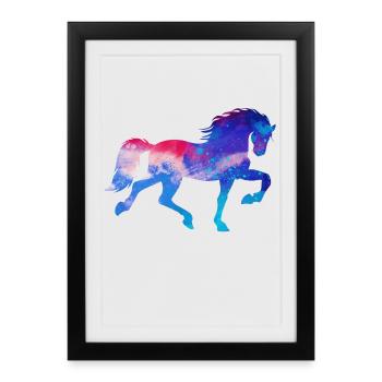 Cheval Fou Étalon Galop Chevaux Islandais Chevaux - Affiche encadrée (27 × 37 cm) - noir - Devant