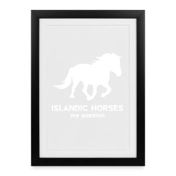Chevaux Déclaration Chevaux islandais Amour des chevaux islandais - Affiche encadrée (27 × 37 cm) - noir - Devant