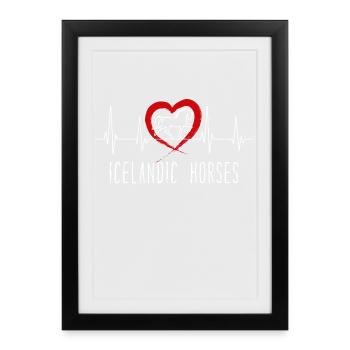 Horses Heart Statement Icelandic Horses Horse Love - Framed poster (27 × 37 cm) - black - Front