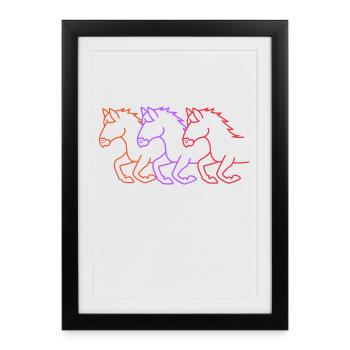 Chevaux Galop Chevaux islandais Mare Trot Équitation - Affiche encadrée (27 × 37 cm) - noir - Devant