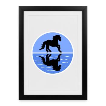 Cool Haflinger Chevaux Islandais Chevaux Cheval Fou - Affiche encadrée (27 × 37 cm) - noir - Devant