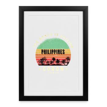 Design de plage Coron Indonésie - Affiche encadrée (27 × 37 cm) - noir - Devant