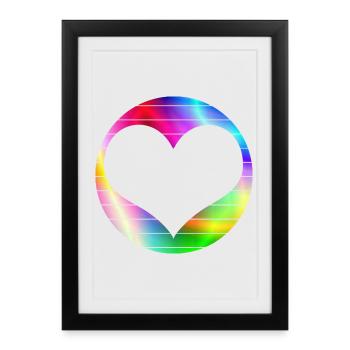 Rainbow Heart Love LGBT - Framed poster (27 × 37 cm) - black - Front