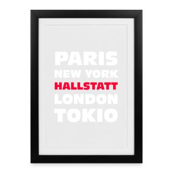 Hallstatt, Autriche Lac et montagnes - Affiche encadrée (27 × 37 cm) - noir - Devant