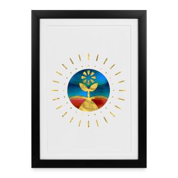 Fleur Soleil Fun - Affiche encadrée (27 × 37 cm) - noir - Devant