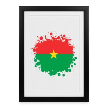 blob drapeaux burkina-faso - Affiche encadrée (27 × 37 cm) - noir - Devant