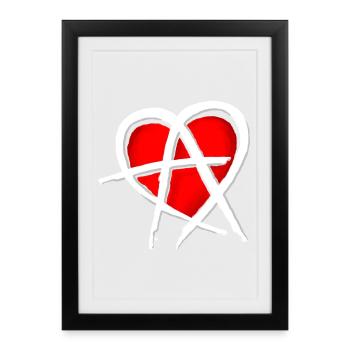 Cœur abstrait en rouge et blanc - Affiche encadrée (27 × 37 cm) - noir - Devant