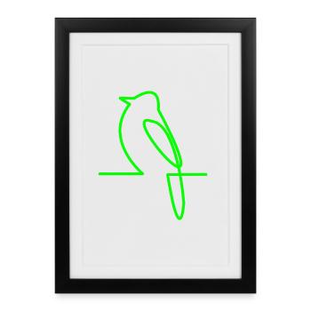 Glowing Bird Line Art - Framed poster (27 × 37 cm) - black - Front