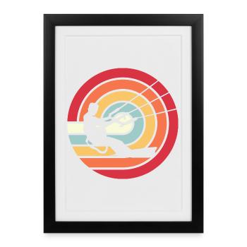 Kitesurfen Kitesurf Kitesurfer Kiteboard Retro Vin - Affiche encadrée (27 × 37 cm) - noir - Devant