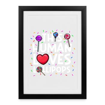Candy Statement Sweet Tooth Sweets Heart - Affiche encadrée (27 × 37 cm) - noir - Devant