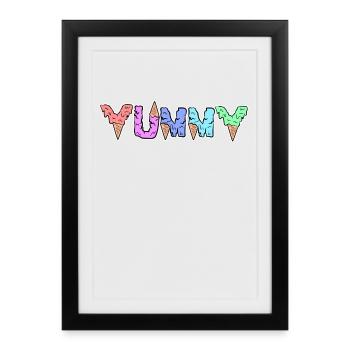 Délicieux dessert bonbons Crème glacée Collation sucrée - Affiche encadrée (27 × 37 cm) - noir - Devant
