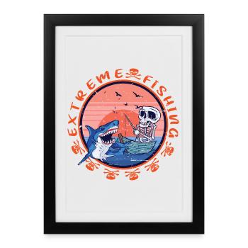 Pêche au requin extrême - Affiche encadrée (27 × 37 cm) - noir - Devant