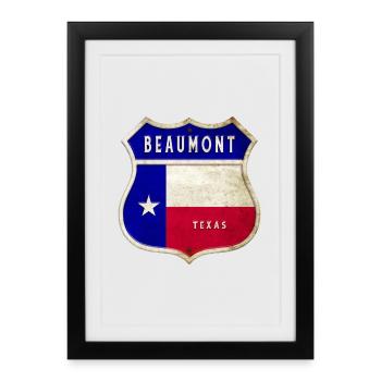 Drapeaux de l'écusson Beaumont Texas - Affiche encadrée (27 × 37 cm) - noir - Devant