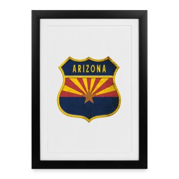 Arizona flags crest design - Framed poster (27 × 37 cm) - black - Front