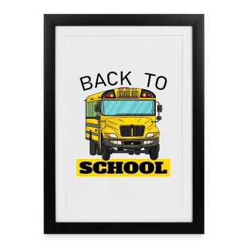 Back to school School start school bus - Framed poster (27 × 37 cm) - black - Front