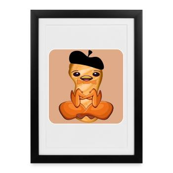 CHICKEN BERET CAP - Framed poster (27 × 37 cm) - black - Front