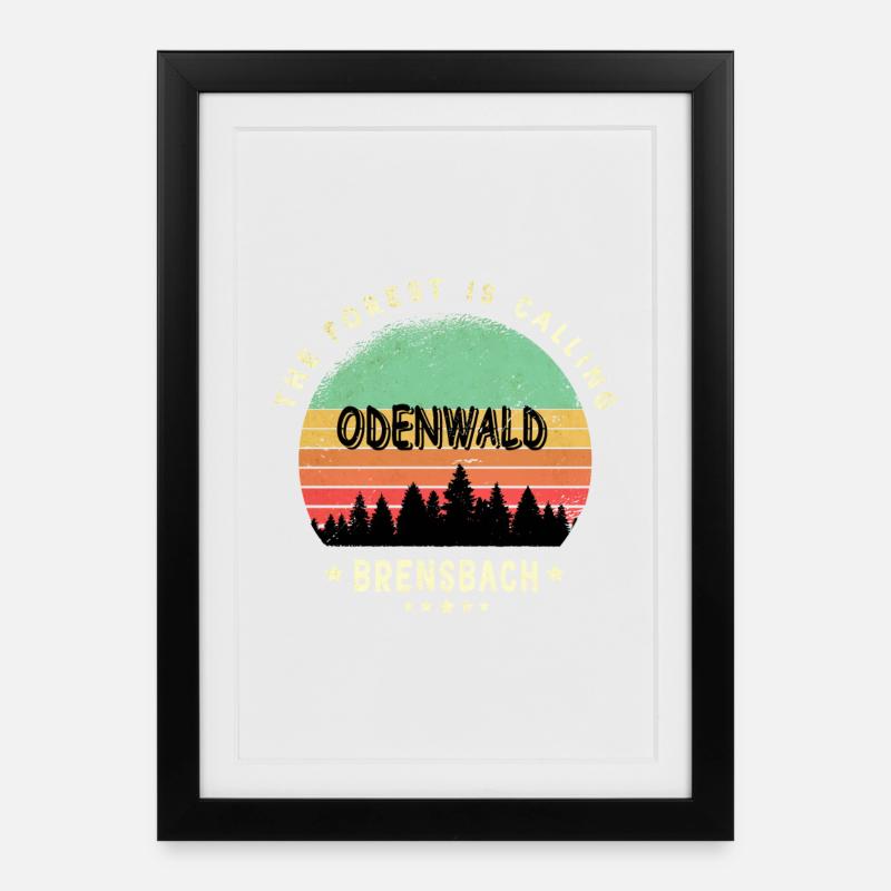 Brensbach Odenwald Design - Affiche encadrée (27 × 37 cm) - noir