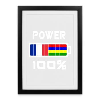 Maurice et la France alimentent 100 % - Affiche encadrée (27 × 37 cm) - noir - Devant