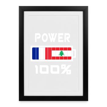 Liban et France Power 100% - Affiche encadrée (27 × 37 cm) - noir - Devant