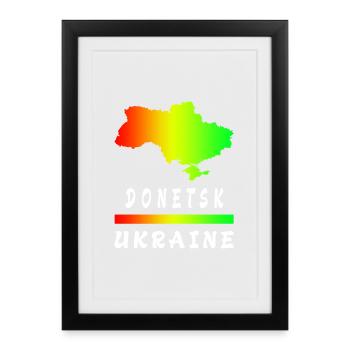 Donetsk Ukraine Regenbogen Design - Gerahmtes Poster (27 × 37 cm) - Schwarz - Vorne