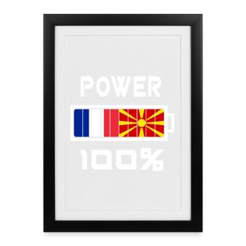 La Macédoine du Nord et la France alimentent 100% - Affiche encadrée (27 × 37 cm) - noir - Devant