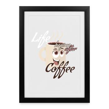 La vie commence après un cadeau de café - Affiche encadrée (27 × 37 cm) - noir - Devant