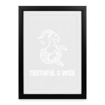 Astronomie Cercle Taureau Horoscope Capricorne Déclaration - Affiche encadrée (27 × 37 cm) - noir - Devant