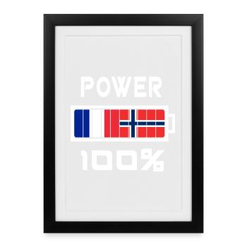 Norwegen und Frankreich Power 100% - Framed poster (27 × 37 cm) - black - Front