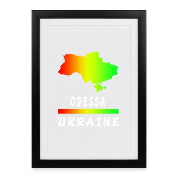Odessa Ukraine Regenbogen Design - Gerahmtes Poster (27 × 37 cm) - Schwarz - Vorne