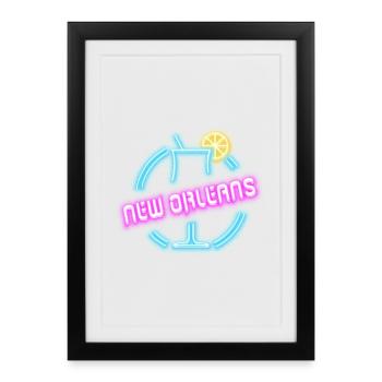 Cocktail estival de la Nouvelle-Orléans - Affiche encadrée (27 × 37 cm) - noir - Devant