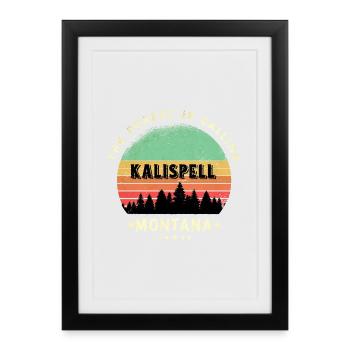 Motif forêt du Montana de Kalispell - Affiche encadrée (27 × 37 cm) - noir - Devant