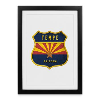 Motif emblème des drapeaux Tempe Arizona - Affiche encadrée (27 × 37 cm) - noir - Devant