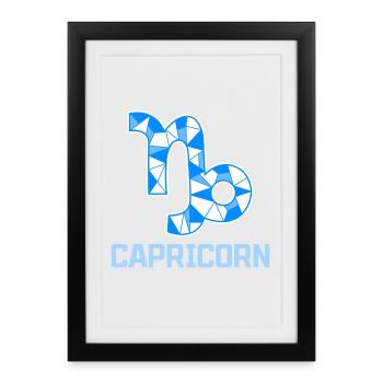 Signe du zodiaque Capricorne Étoile Interprétation Horoscope - Affiche encadrée (27 × 37 cm) - noir - Devant