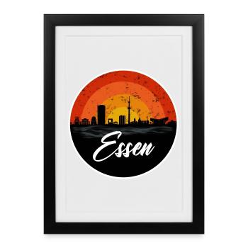 Essen Skyline II - Affiche encadrée (27 × 37 cm) - noir - Devant