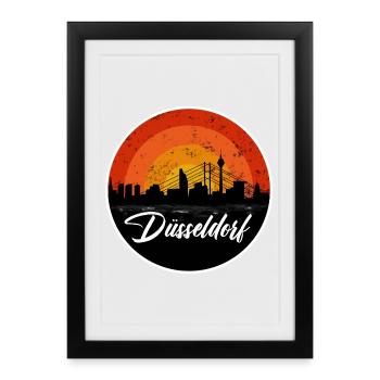 Skyline II de Düsseldorf - Affiche encadrée (27 × 37 cm) - noir - Devant