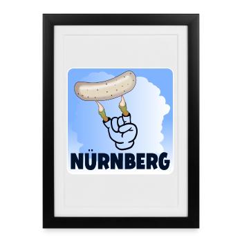 NÜRNBERG WEIßWURST - Gerahmtes Poster (27 × 37 cm) - Schwarz - Vorne