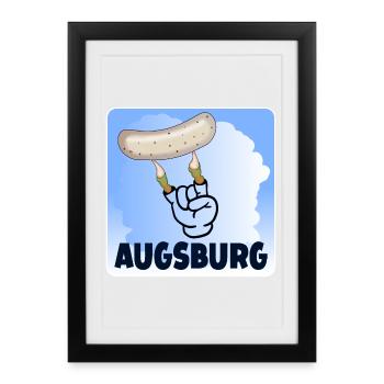 AUGSBURG WEIßWURST ZUZELN  - Gerahmtes Poster (27 × 37 cm) - Schwarz - Vorne
