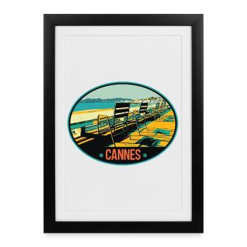 Cannes France view of the Croisette - Framed poster (27 × 37 cm) - black - Front