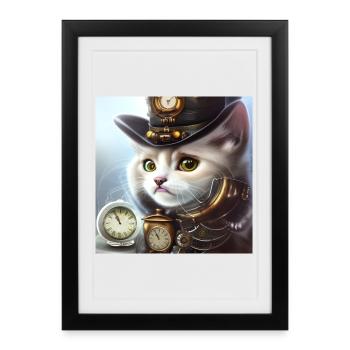 Cute steampunk kitten - Framed poster (27 × 37 cm) - black - Front