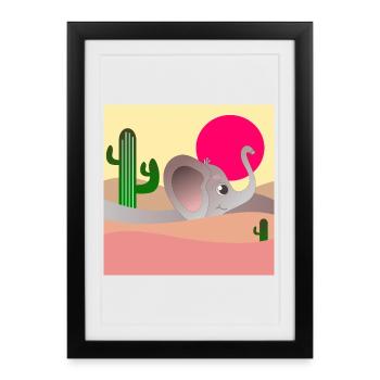 CACTUS DU DÉSERT ÉLÉPHANT - Affiche encadrée (27 × 37 cm) - noir - Devant