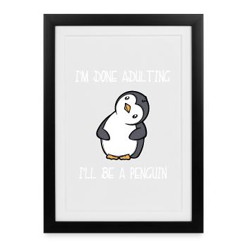 Déclaration d’oiseaux de mer du pôle Sud Sweet Penguin Animal Zoo - Affiche encadrée (27 × 37 cm) - noir - Devant