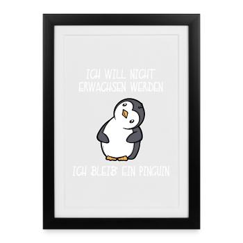 Zoo Süß Tier Pinguin Statement Seevogel - Gerahmtes Poster (27 × 37 cm) - Schwarz - Vorne