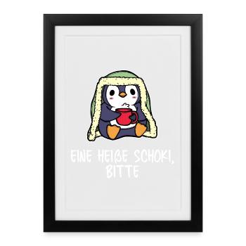 Südpol Kälte Pinguin Tier Vogel Eis Statement - Gerahmtes Poster (27 × 37 cm) - Schwarz - Vorne