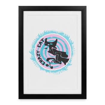 Design de chat inhabituel - Affiche encadrée (27 × 37 cm) - noir - Devant