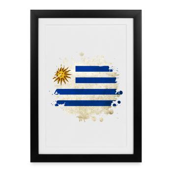 Uruguay Klecks Flag Design - Framed poster (27 × 37 cm) - black - Front