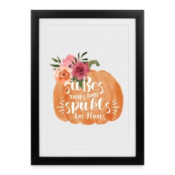 Halloween s’en sort sinon ça hante... - Affiche encadrée (27 × 37 cm) - noir - Devant
